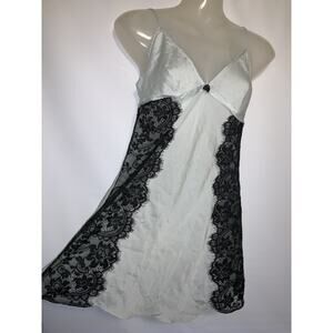 Vintage Y2K Victorias Secret Silk Slip Dress Medium Blue Green Fairy Nightgown